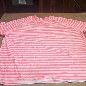 Pink and White XxStriped Swim Rashguard NWT